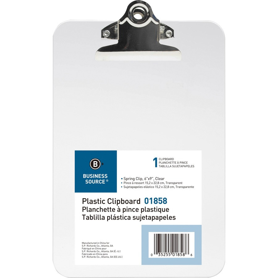Business Source 01858BX Business Source Plastic Clipboard