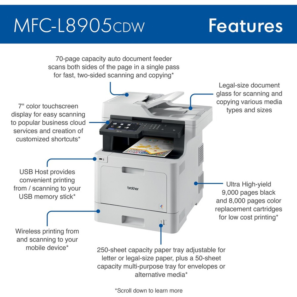 Brother Industries, Ltd Brother MFCL8905CDW Brother MFC-L8905CDW Wireless Laser Multifunction Printer - Color