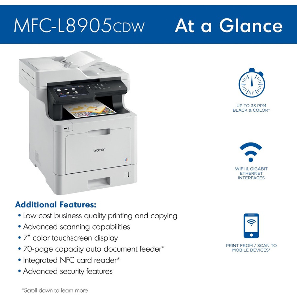 Brother Industries, Ltd Brother MFCL8905CDW Brother MFC-L8905CDW Wireless Laser Multifunction Printer - Color
