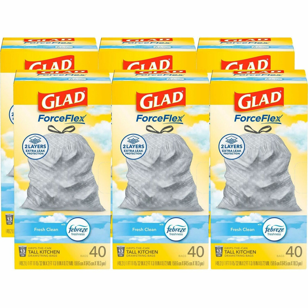 The Clorox Company Glad 78361CT Glad ForceFlex Tall Kitchen Drawstring Trash Bags