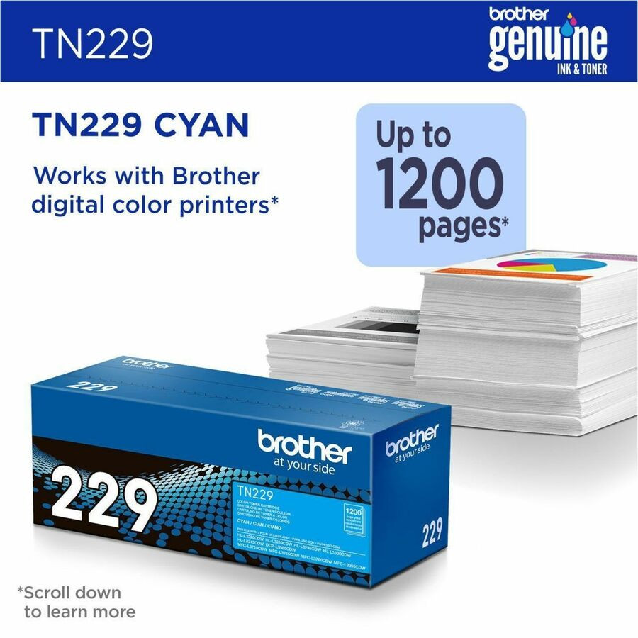 Brother Industries, Ltd Brother TN229C Brother Genuine TN229C Standard Yield Cyan Toner Cartridge