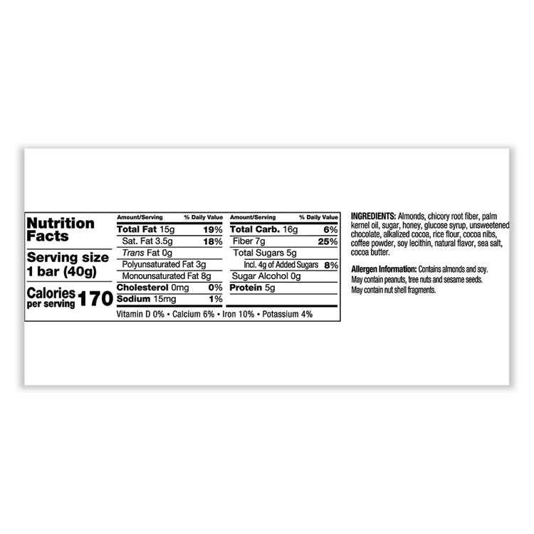 KIND LLC 18554 Nuts and Spices Bar, Dark Chocolate Mocha Almond, 1.4 oz Bar, 12/Box