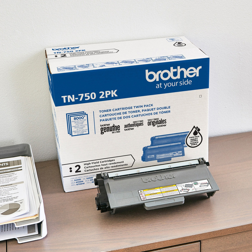 Brother Industries, Ltd Brother TN7502PK Brother TN-750 Original High Yield Laser Toner Cartridge - Twin-pack - Black - 2 / Box