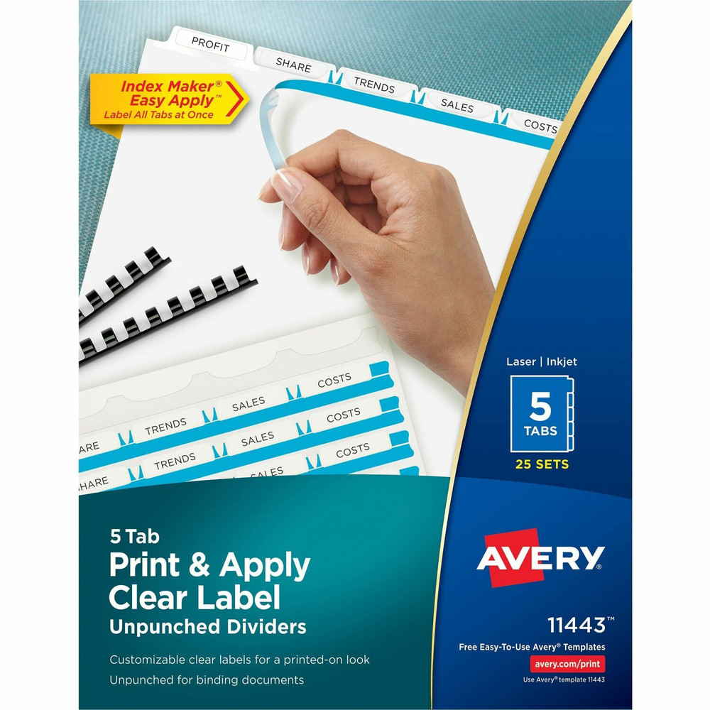 Avery Avery&reg; LSK5UB Avery&reg; Print & Apply Label Unpunched Dividers - Index Maker Easy Apply Label Strip
