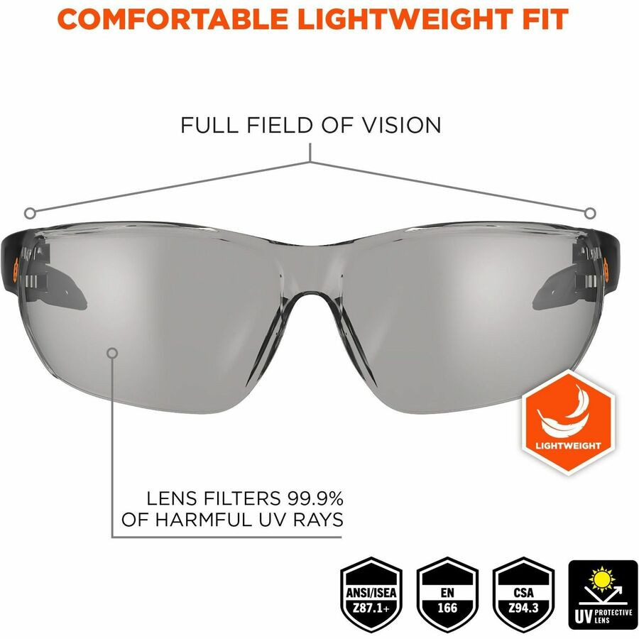 Tenacious Holdings, Inc Ergodyne 59285 Ergodyne Skullerz VALI Anti-Scratch & Enhanced Anti-Fog Safety Glasses, Sunglasses