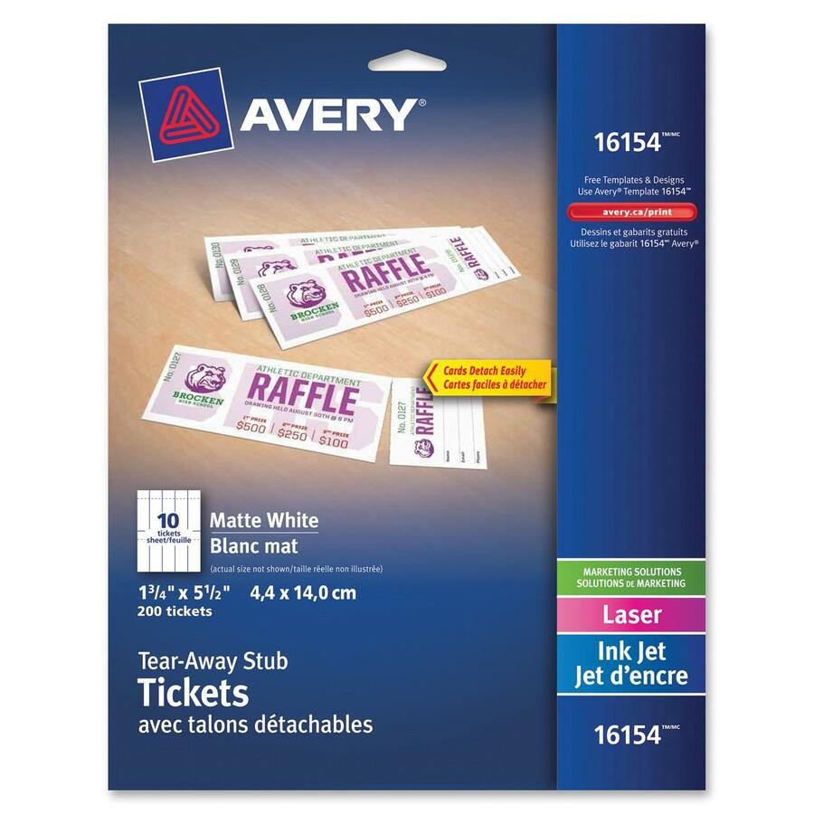 Avery Avery&reg; 16154CT Avery&reg; Blank Tickets with Tear-Away Stubs