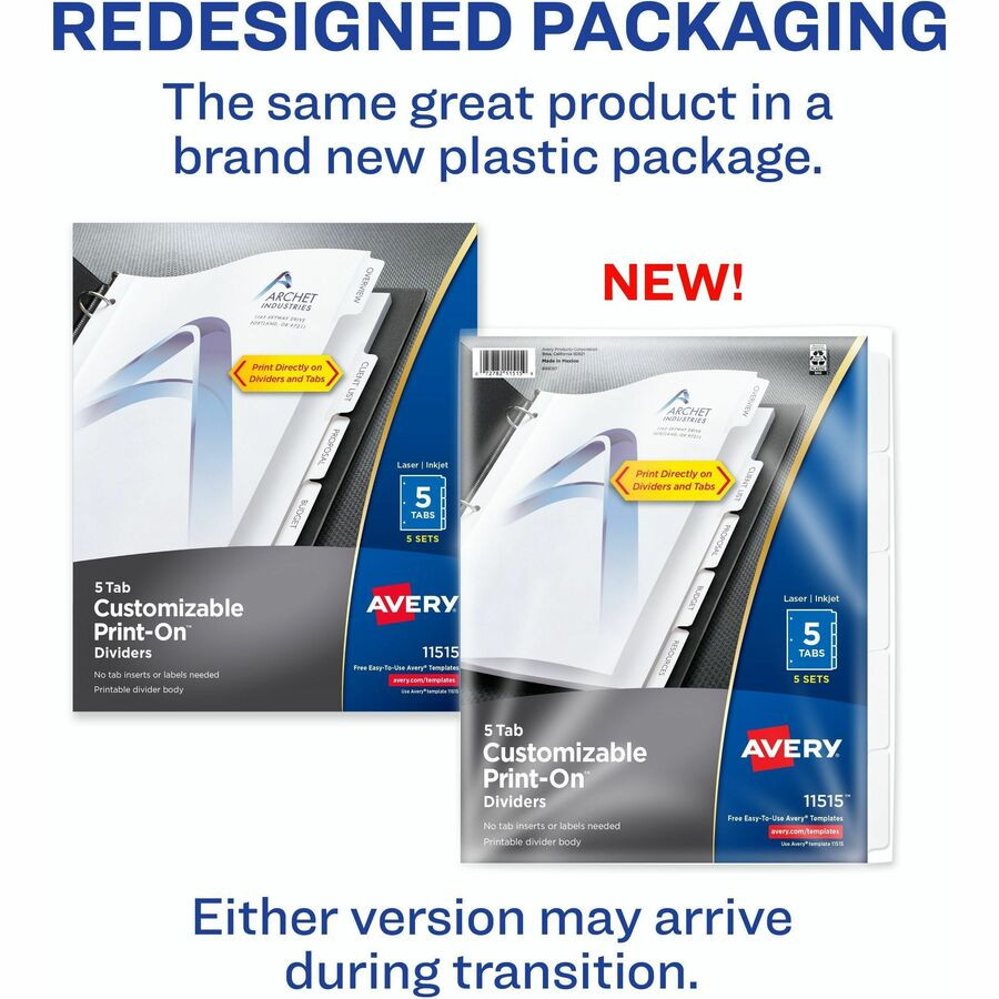 Avery Avery&reg; 11515 Avery&reg; Customizable Print-On Dividers