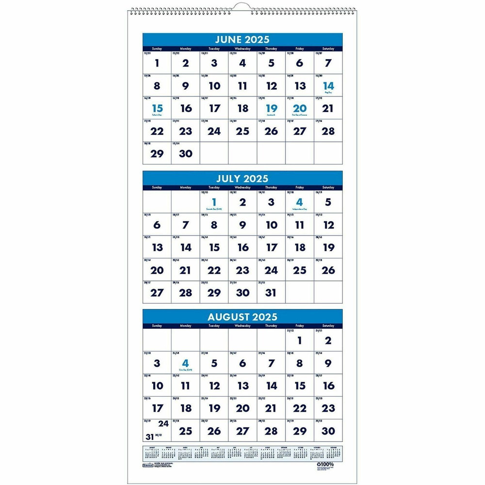 House of Doolittle 3645 House of Doolittle Three-month Vertical Academic Wall Calendar