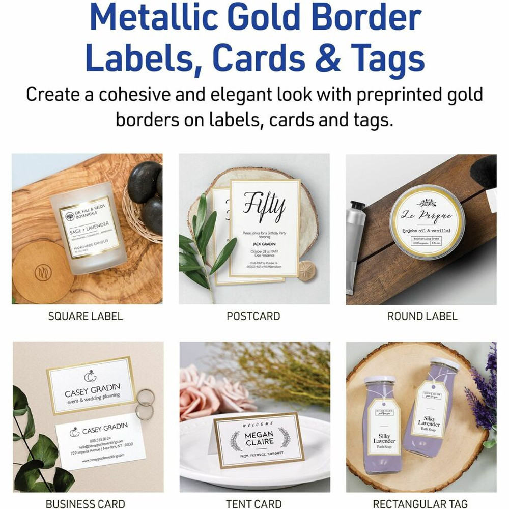 Avery Avery&reg; 6541 Avery&reg; Labels with Metallic Gold Borders, 2" x 4" , 100 (6541)
