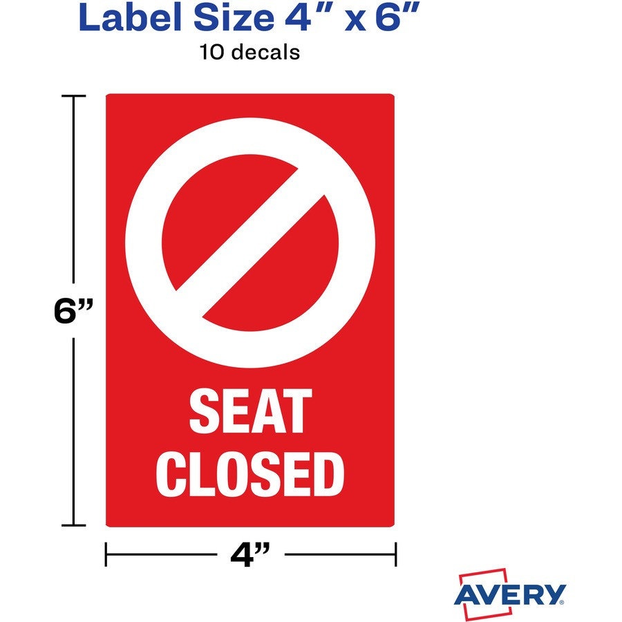 Avery Avery&reg; 83076 Avery&reg; Surface Safe SEAT CLOSED Chair Decals