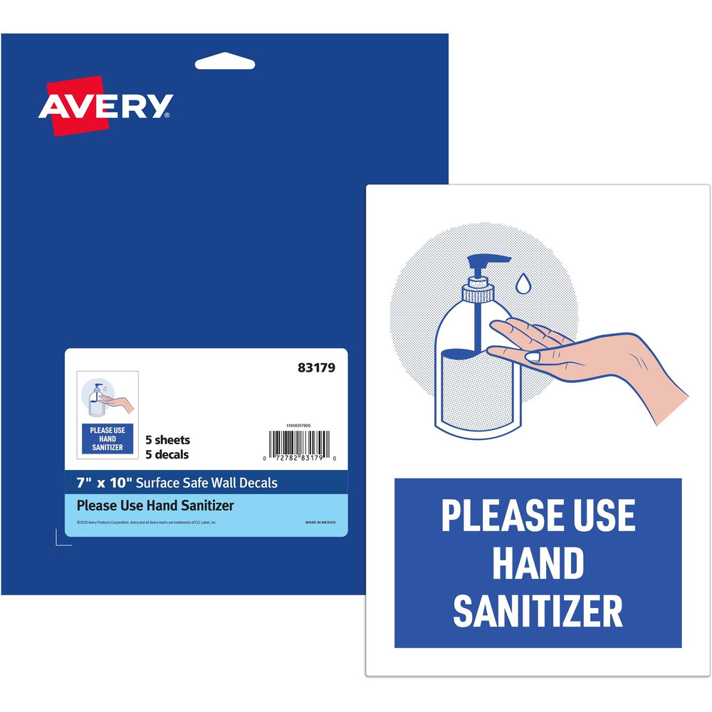 Avery Avery&reg; 83179 Avery&reg; Surface Safe USE HAND SANITIZER Wall Decals