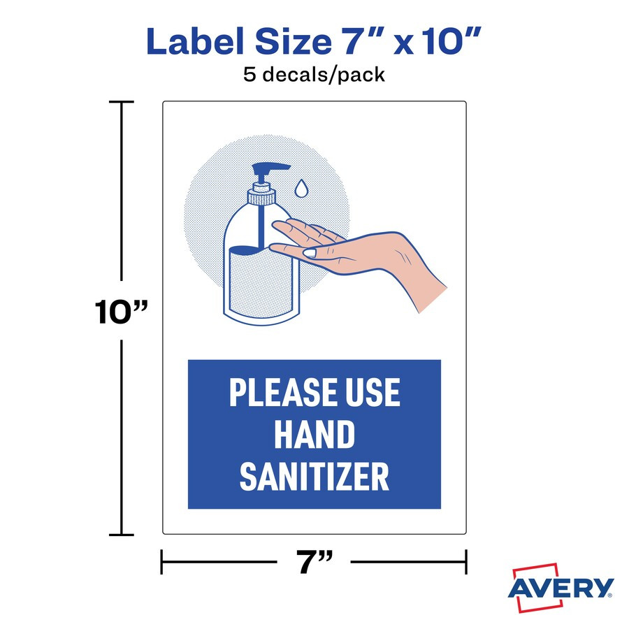 Avery Avery&reg; 83179 Avery&reg; Surface Safe USE HAND SANITIZER Wall Decals