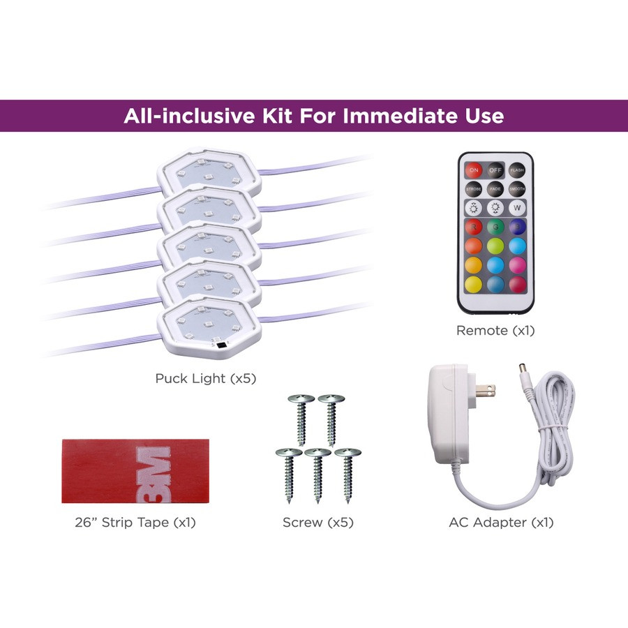 Amax Inc Bostitch LEDUCPUCK5RG Bostitch Color-Changing LED Puck Light Kit