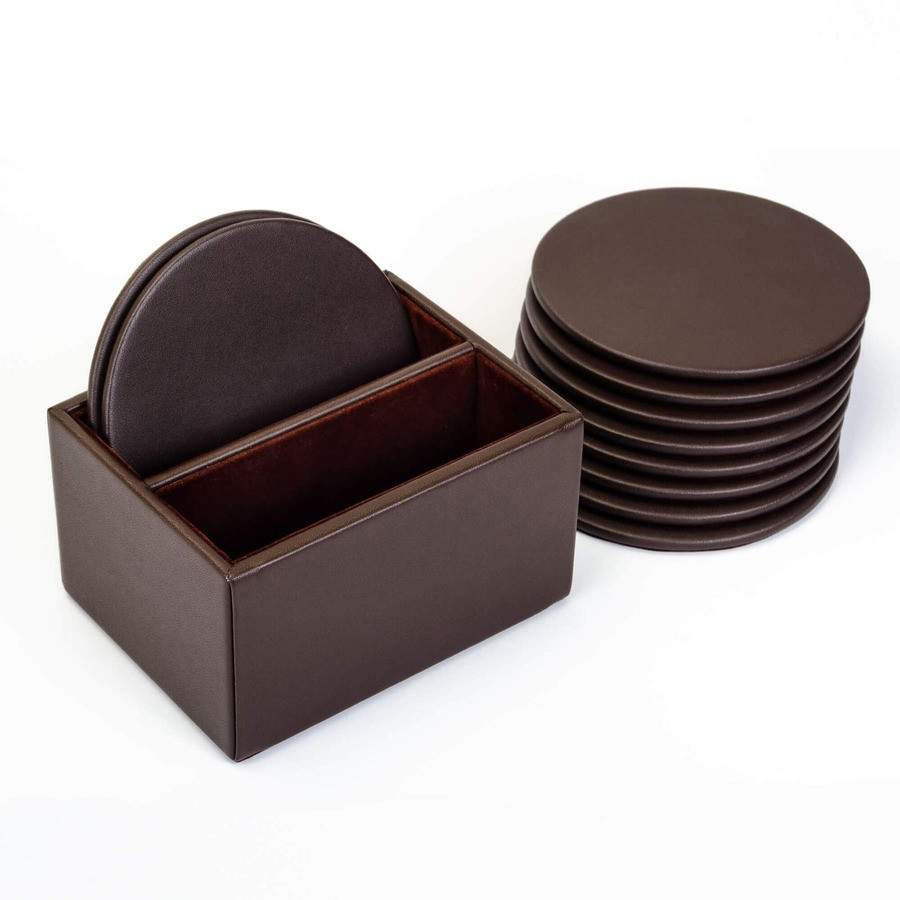 Dacasso Limited, Inc Dacasso A3335 Dacasso Leatherette Round Coaster Set