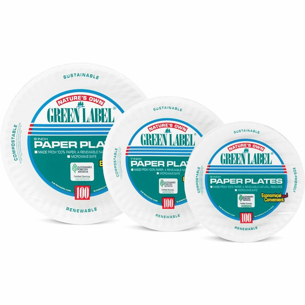 AJM Packaging Corporation AJM PP6GRE AJM 6" Green Label Economy Paper Plates