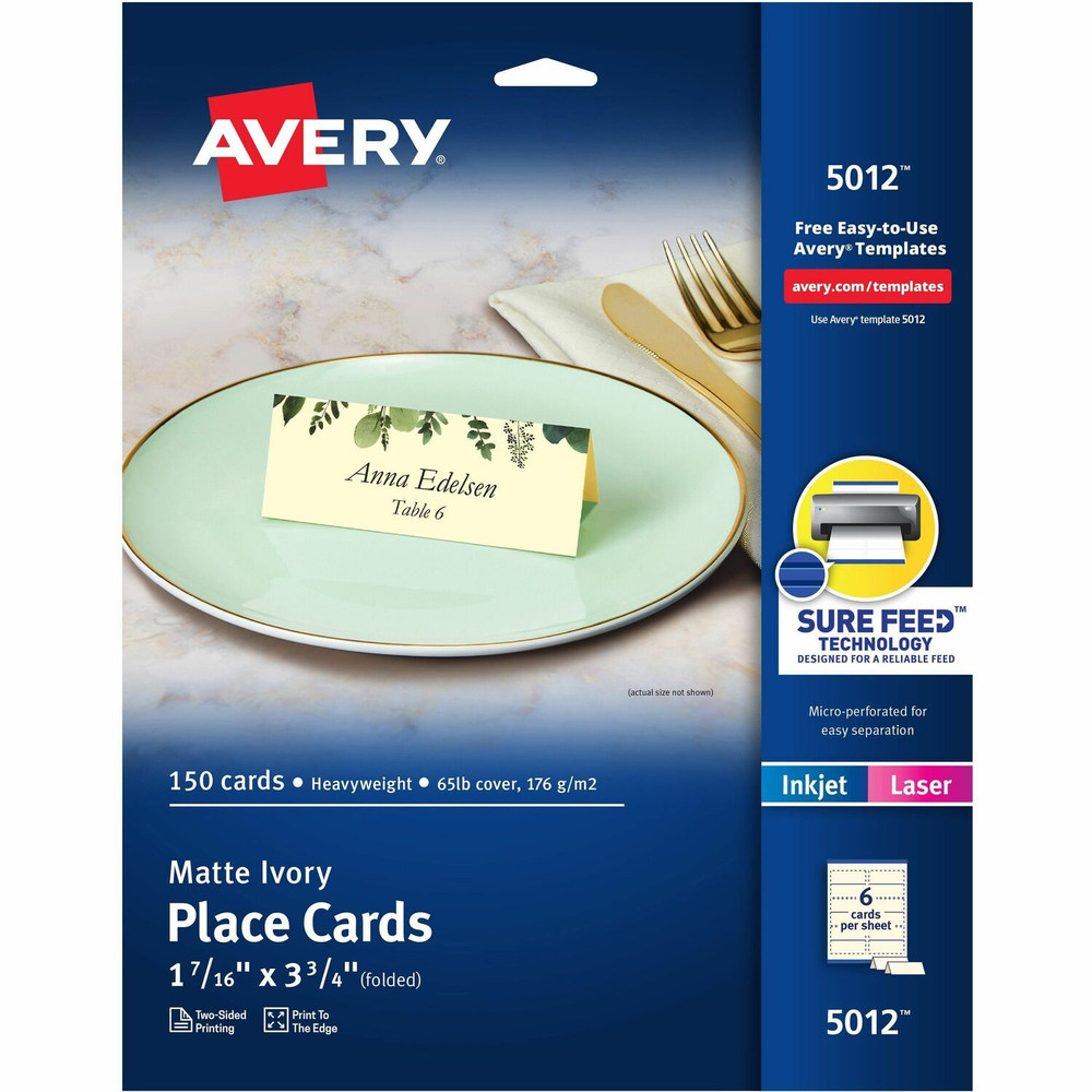 Avery Avery&reg; 05012 Avery&reg; Ivory Matte 2-sided Place Cards