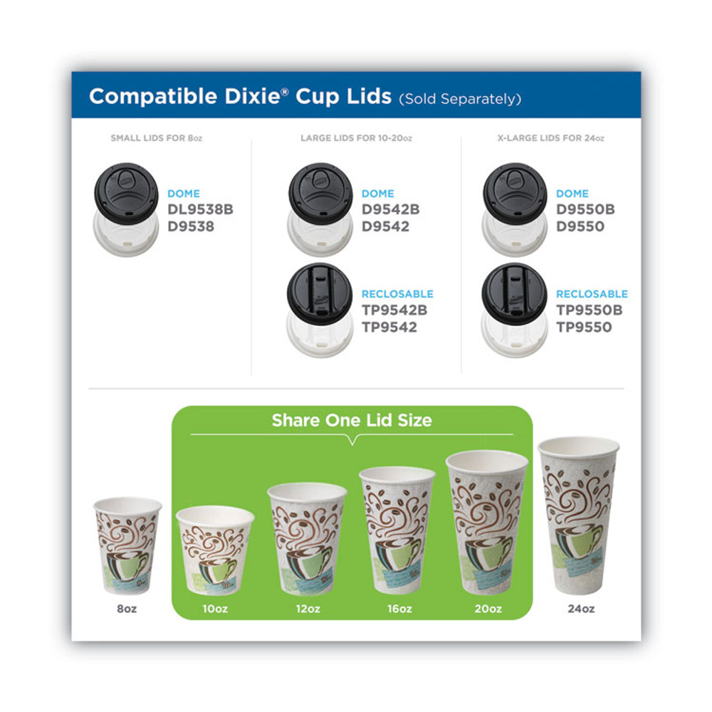 GEORGIA PACIFIC Dixie® 5310CMB600CT PerfecTouch Paper Hot Cups and Lids Combo, 10 oz, Coffee Haze Design, 50/Pack, 6 Packs/Carton