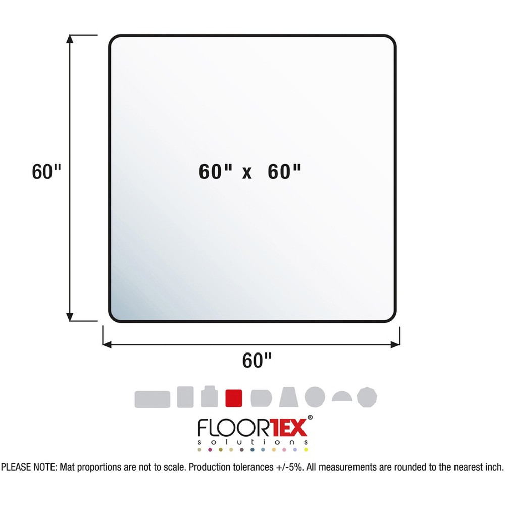 Floortex 1215015019ER Ultimat&reg; XXL Polycarbonate Square Chair Mat for Hard Floors - 60" x 60"