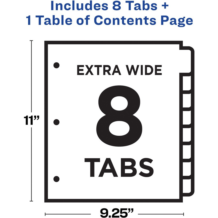 Avery Avery&reg; RIEW8 Avery&reg; Ready Index Extra-Wide Binder Dividers - Customizable Table of Contents