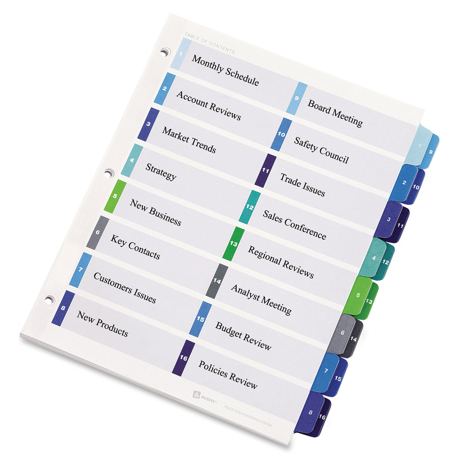 Avery Avery&reg; 11320 Avery&reg; Two-Column Table Contents Dividers w/Tabs