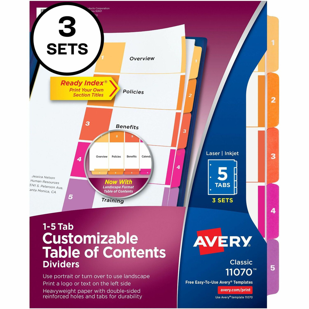 Avery Avery&reg; 11070 Avery&reg; Ready Index 5-tab Dividers