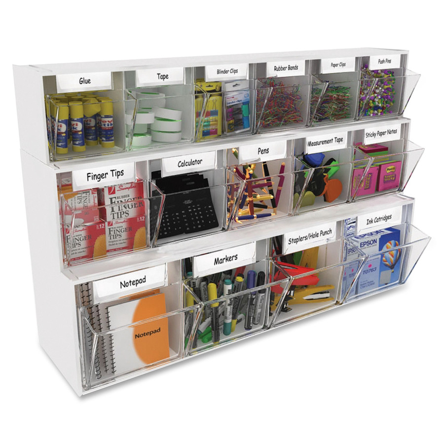 Deflecto, LLC Deflecto 20503OP Deflecto Tilt Bin Interlocking Multi-Bin Storage Organizer