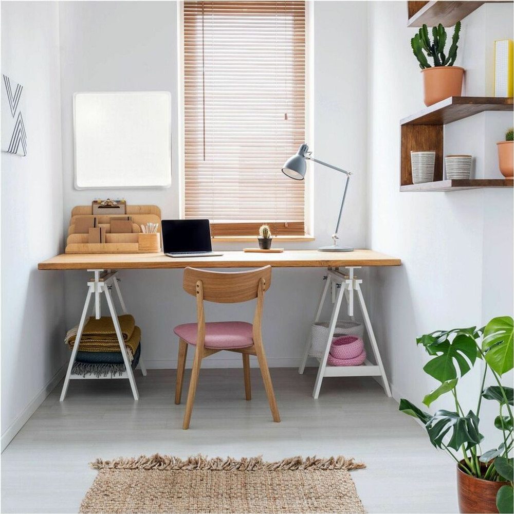 Floortex FCVGM1414WG Floortex Viztex&reg; Glacier White Multi-Purpose Grid Glass Dry-Erase Board -14" x 14"