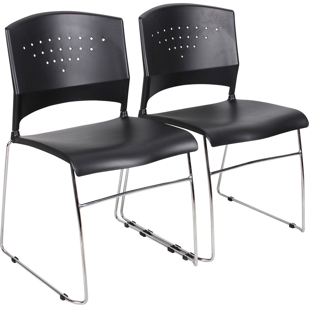 Norstar Office Products Inc Boss B1400-BK-2 Boss Black Stack Chair With Chrome Frame 2 Pcs Pack