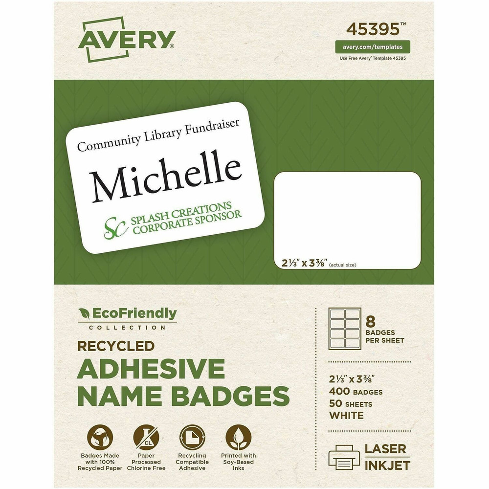 Avery Avery&reg; 45395 Avery&reg; Eco-friendly Premium Name Badge Labels