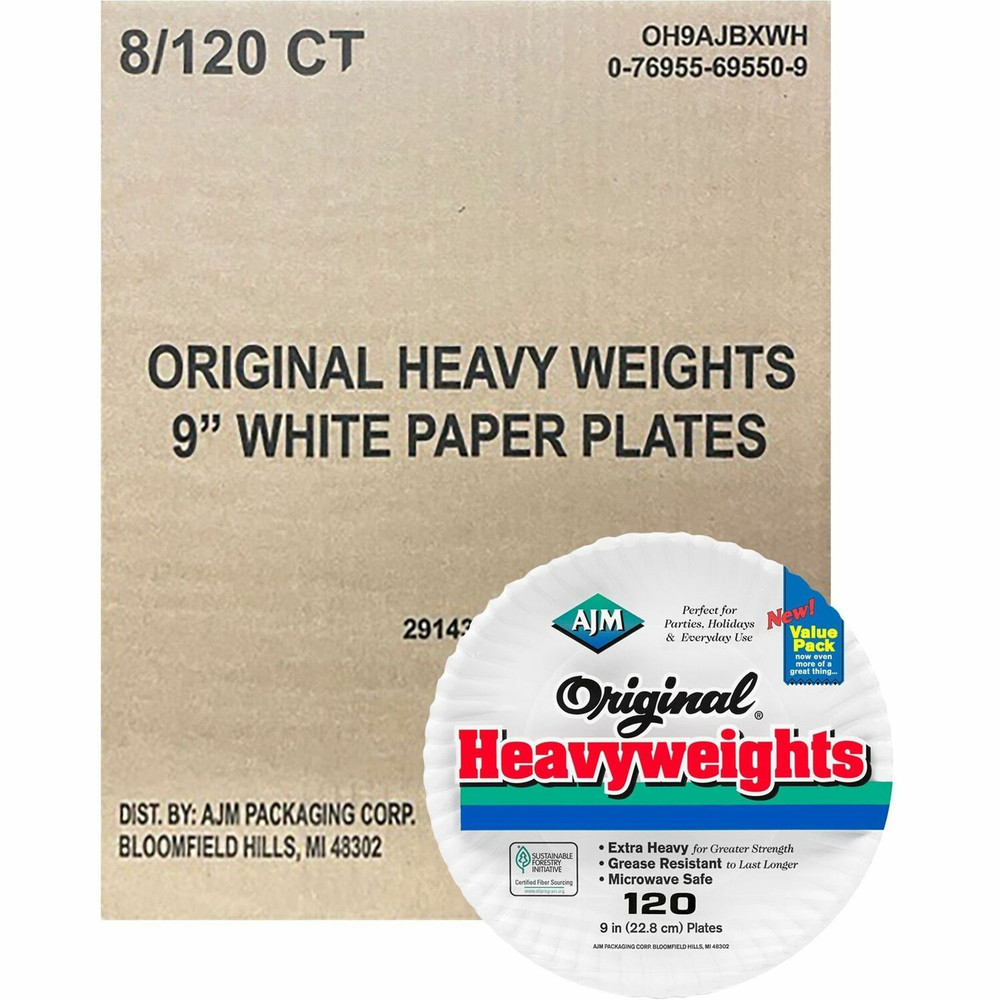 AJM Packaging Corporation AJM OH9AJBXWHCT AJM 9" Original Heavyweight Plates