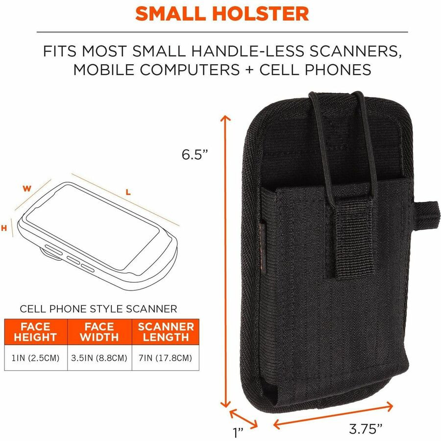 Tenacious Holdings, Inc Squids 19186 Squids 5544 Carrying Case (Holster) Bar Code Scanner, Mobile Computer, Cell Phone - Black