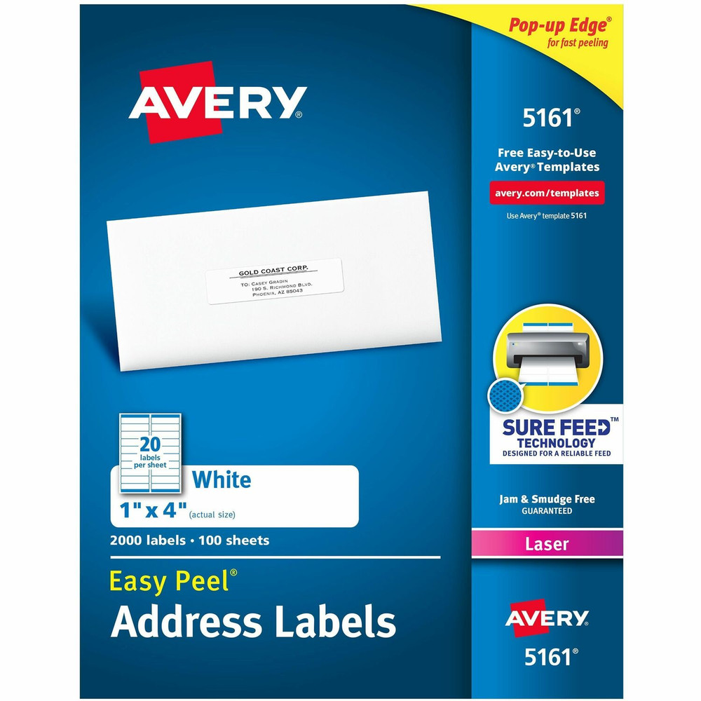 Avery Avery&reg; 5161 Avery&reg; Easy Peel&reg; Address Labels with Sure Feed&trade; Technology