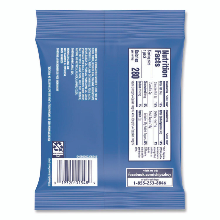 NABISCO FOOD GROUP NFG015480 Chocolate Chip Cookies - Single Serve, 2 oz Packets, 60/Carton