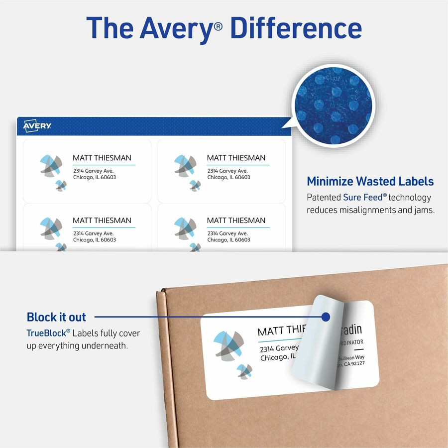 Avery Avery&reg; 8163 Avery&reg; Shipping Labels, Sure Feed&reg;, 2" x 4" , 100 Labels (18163)
