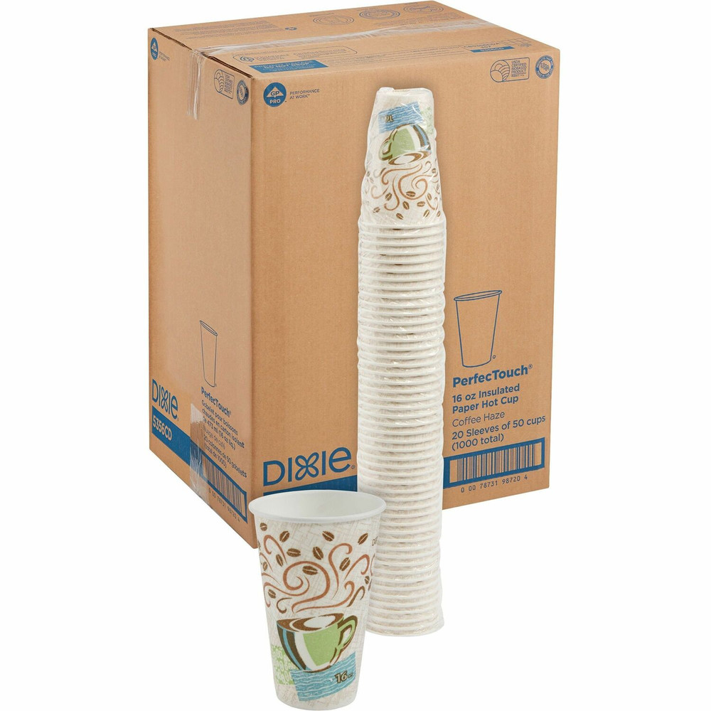 Georgia Pacific Corp. Dixie 15000576 Dixie PerfecTouch 16 oz Insulated Paper Hot Coffee Cups by GP Pro