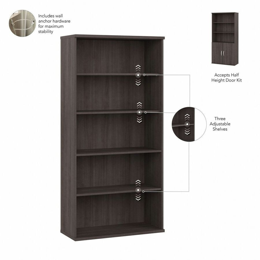 Bush Industries, Inc Bush Business Furniture STC015SG Bush Business Furniture Studio C 5 Shelf Bookcase with Doors