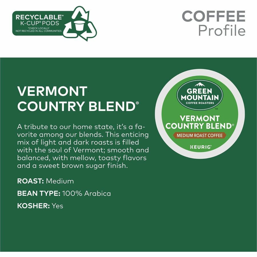 Keurig Dr Pepper Inc. Dr Pepper Snapple T6602CT Green Mountain Coffee Roasters&reg; K-Cup Vermont Country Blend Coffee