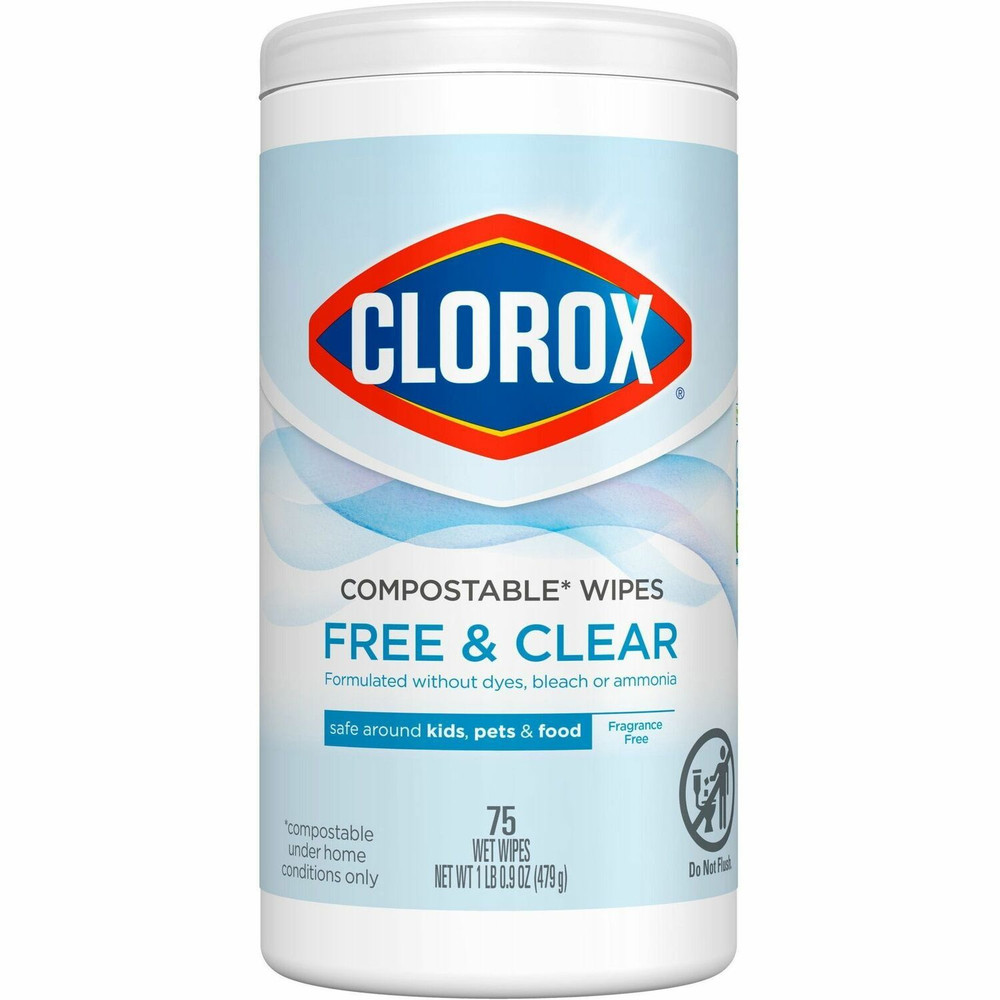 The Clorox Company Clorox 32486 Clorox Free & Clear Compostable All Purpose Cleaning Wipes