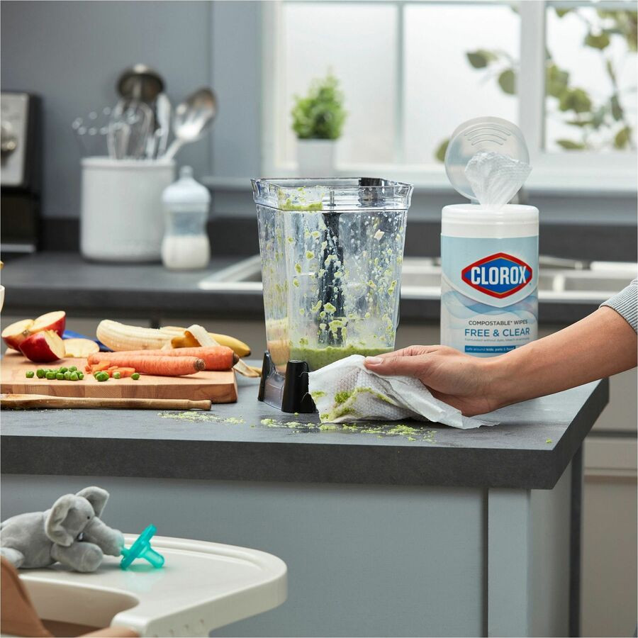 The Clorox Company Clorox 32486 Clorox Free & Clear Compostable All Purpose Cleaning Wipes
