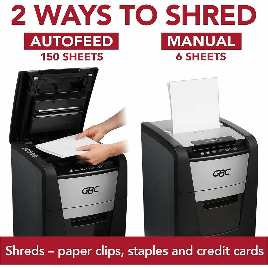 ACCO Brands Corporation GBC WSM1757604 GBC AutoFeed+ Home Office Shredder, 150X, Super Cross-Cut, 150 Sheets
