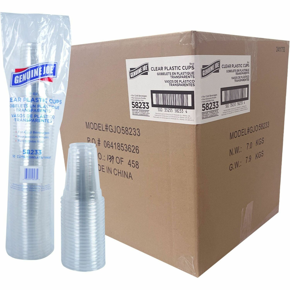 Genuine Joe 58233CT Genuine Joe 9 oz Clear Plastic Cups