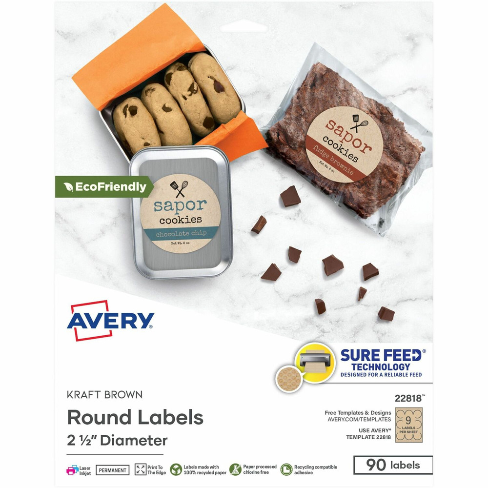 Avery Avery&reg; 22818 Avery&reg; Print-To-The-Edge Kraft Brown Labels