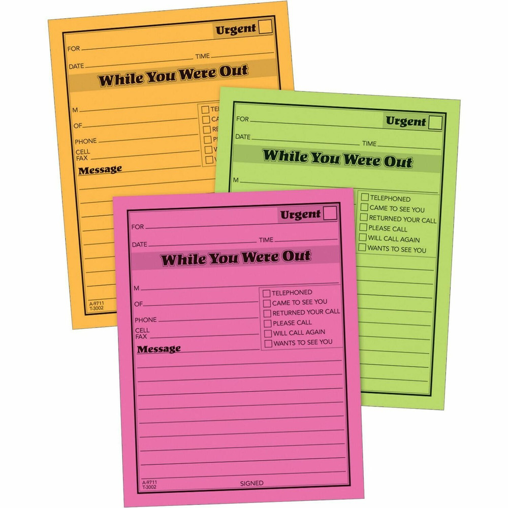 TOPS Products Adams 9711NEON Adams Neon While You Were Out Message Pads