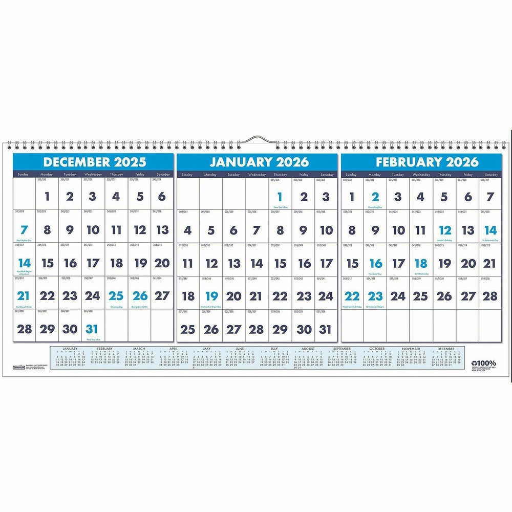 House of Doolittle 3648 House of Doolittle 3-month Horizontal Wall Calendar