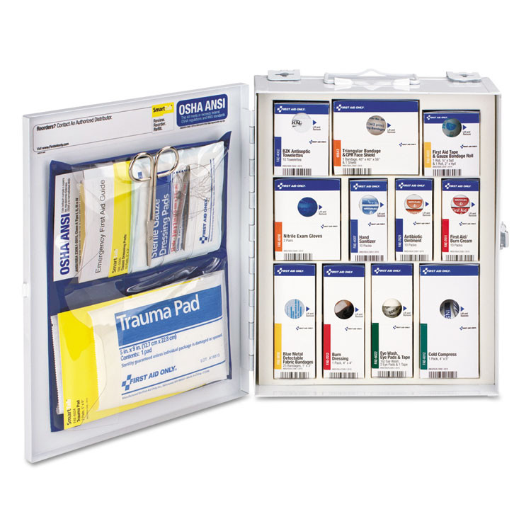 FIRST AID ONLY, INC. 90658021 SmartCompliance Food Service Cabinet Without Medication, 25 People, 94 Pieces, Metal Case