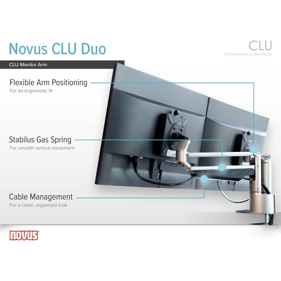 Novus Dahle GmbH Novus 990+4018+000 Novus CLU Duo 990+4018+000 Mounting Arm for Monitor - Black