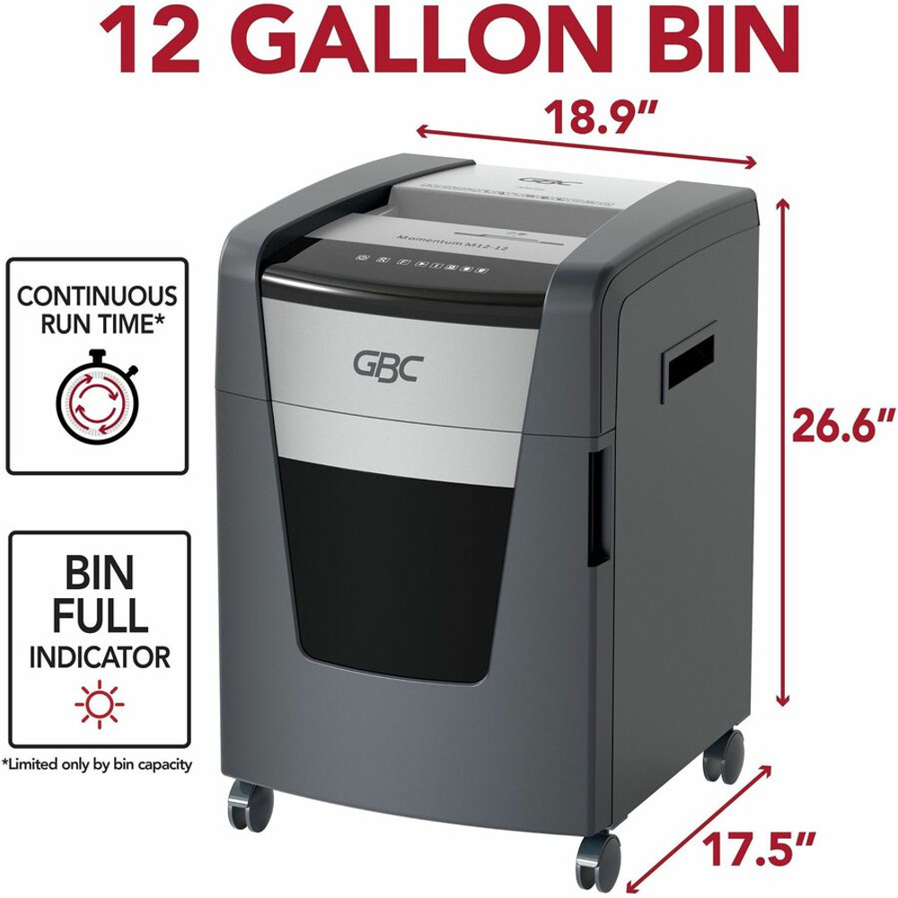 ACCO Brands Corporation GBC WSM177003 GBC Momentum Paper Shredder, M12-12, Micro-Cut, Anti-Jam, 12 Sheets