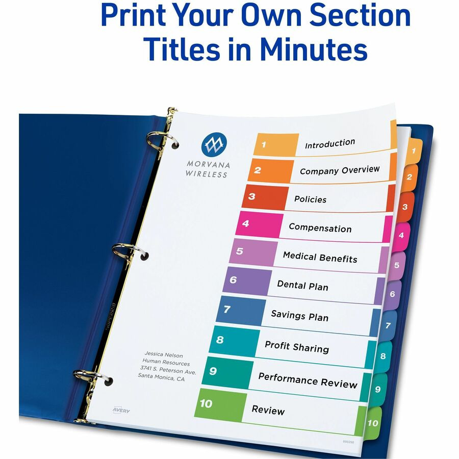 Avery Avery&reg; 11072 Avery&reg; Ready Index Custom TOC Binder Dividers