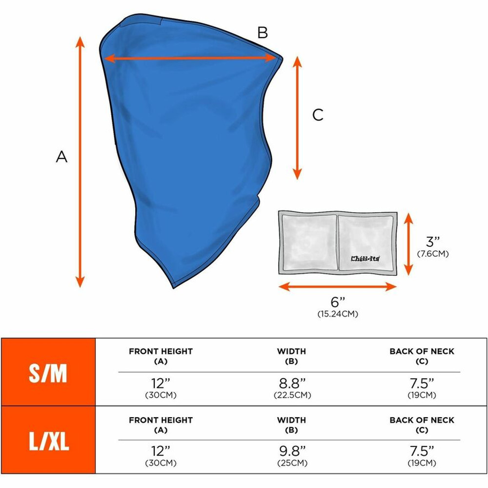 Tenacious Holdings, Inc Ergodyne 42135 Ergodyne 6482 Cooling Neck Gaiter Bandana with Rechargeable Phase Change Ice Packs