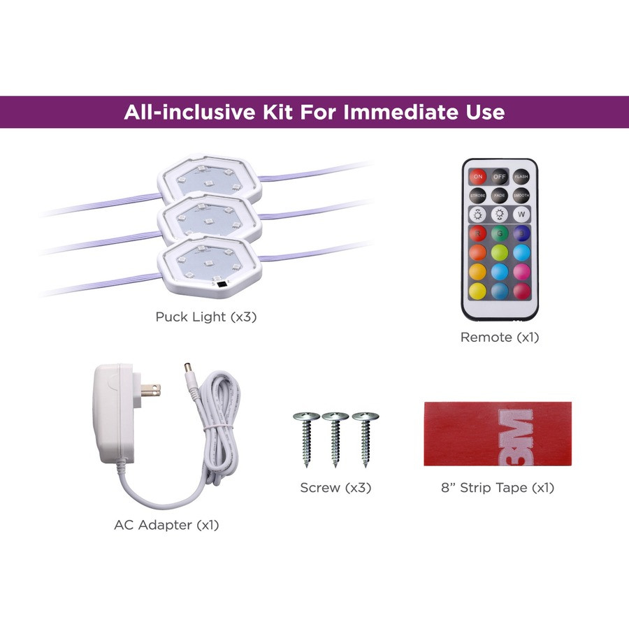 Amax Inc Bostitch LEDUCPUCK3RG Bostitch Color-Changing LED Puck Light Kit
